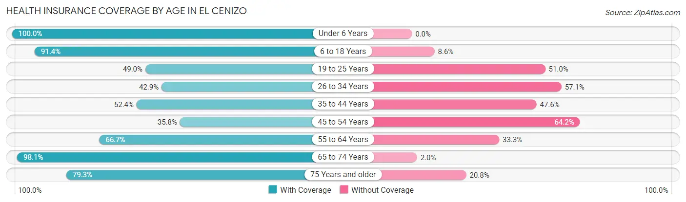 Health Insurance Coverage by Age in El Cenizo