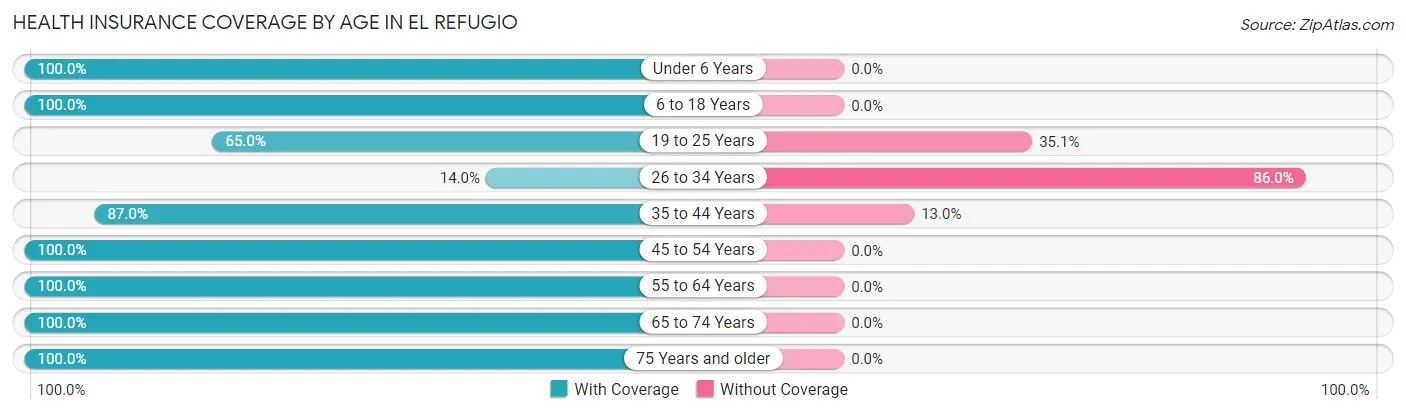Health Insurance Coverage by Age in El Refugio