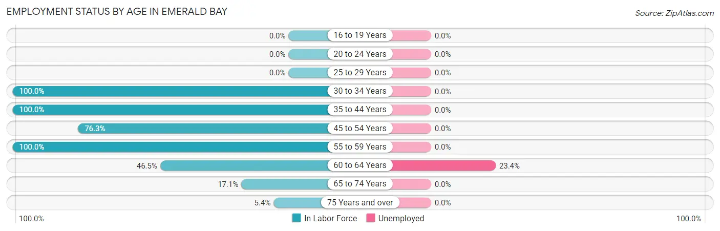 Employment Status by Age in Emerald Bay