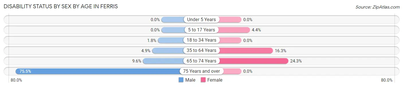 Disability Status by Sex by Age in Ferris