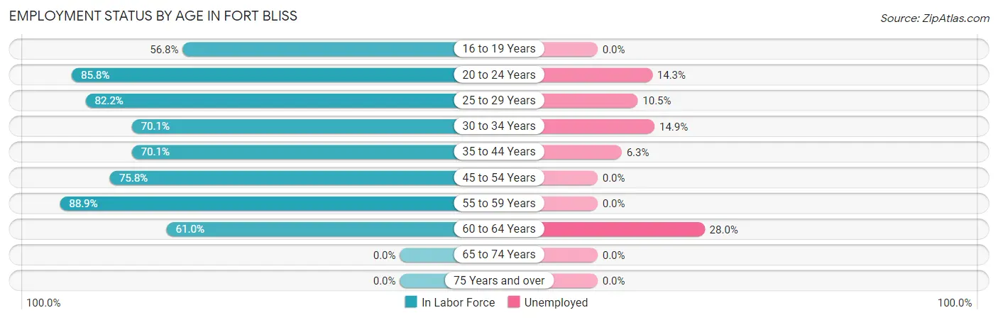 Employment Status by Age in Fort Bliss