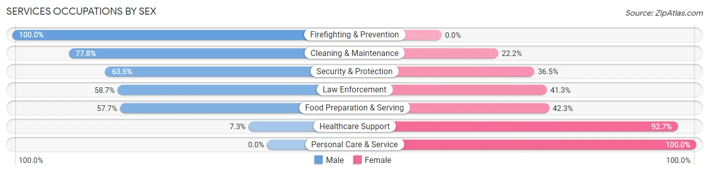 Services Occupations by Sex in Friona