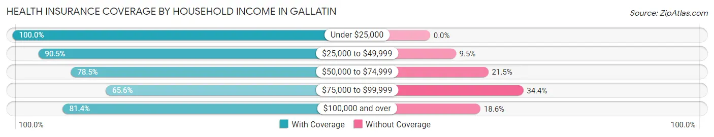 Health Insurance Coverage by Household Income in Gallatin