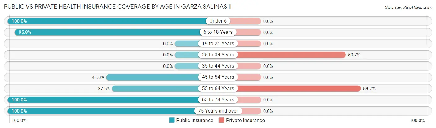 Public vs Private Health Insurance Coverage by Age in Garza Salinas II