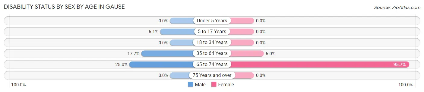 Disability Status by Sex by Age in Gause
