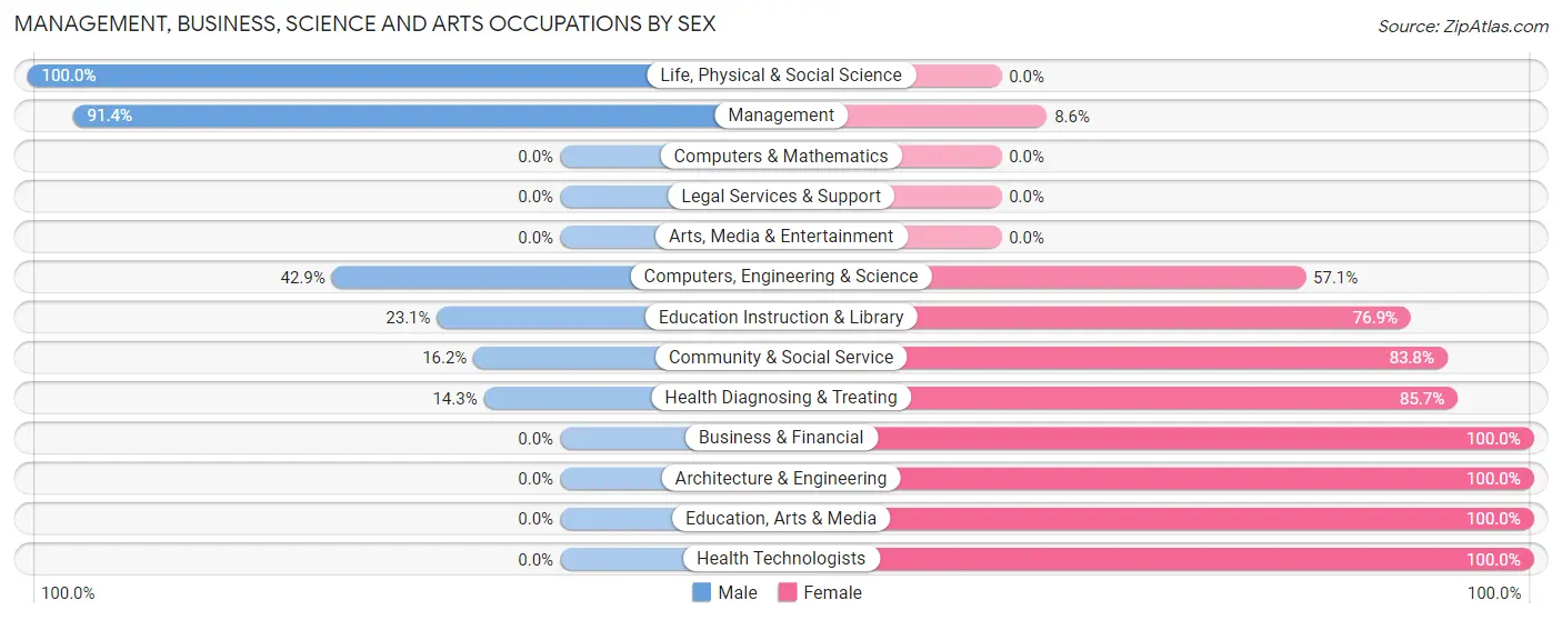 Management, Business, Science and Arts Occupations by Sex in Gholson