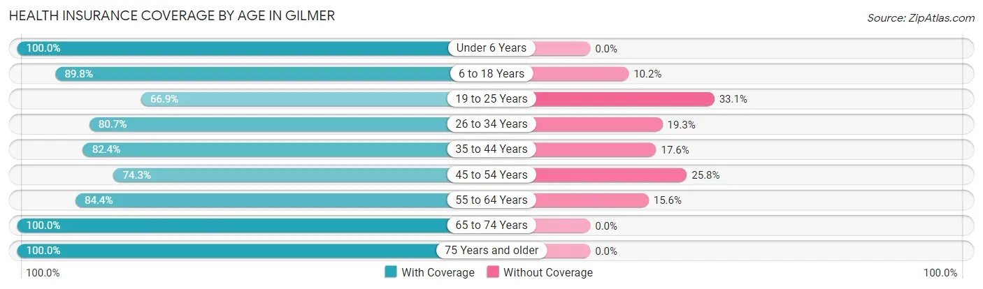 Health Insurance Coverage by Age in Gilmer