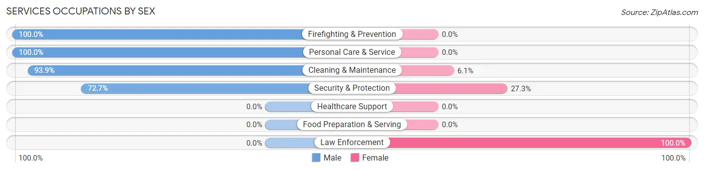 Services Occupations by Sex in Granjeno