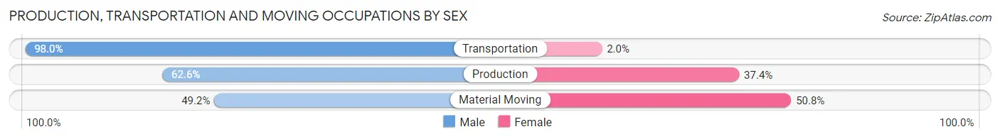 Production, Transportation and Moving Occupations by Sex in Grape Creek