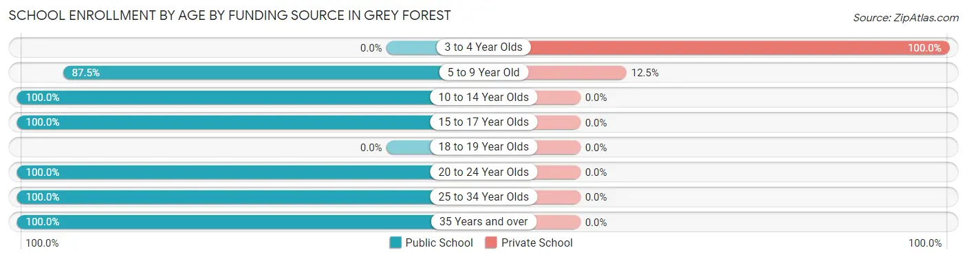 School Enrollment by Age by Funding Source in Grey Forest