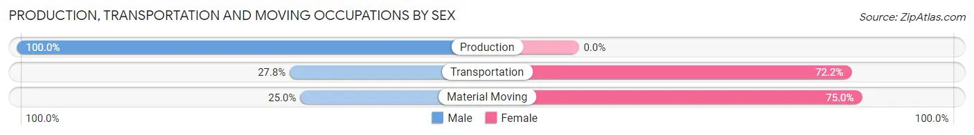 Production, Transportation and Moving Occupations by Sex in Happy