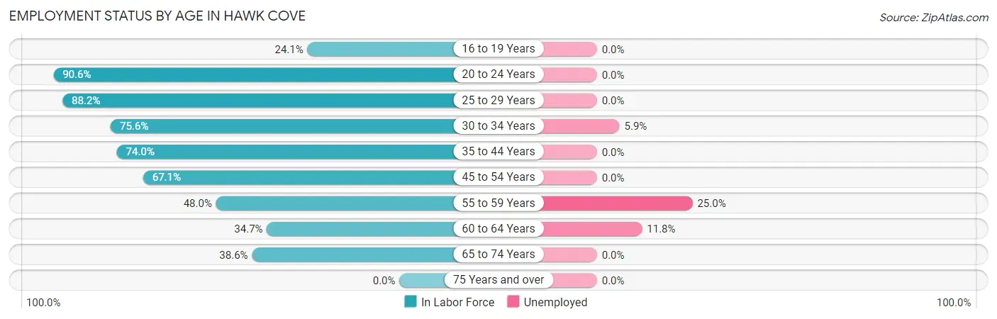 Employment Status by Age in Hawk Cove