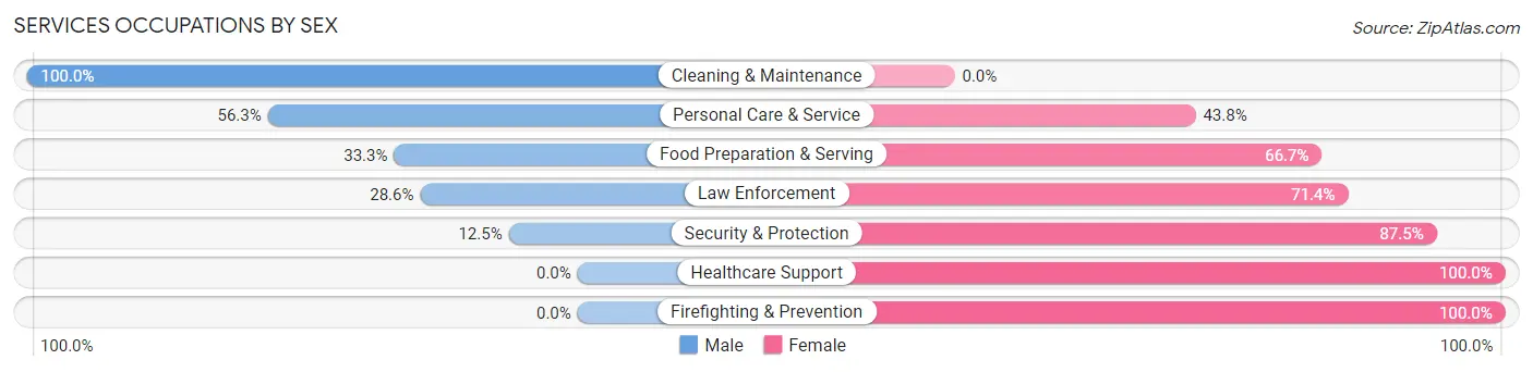 Services Occupations by Sex in Hawley