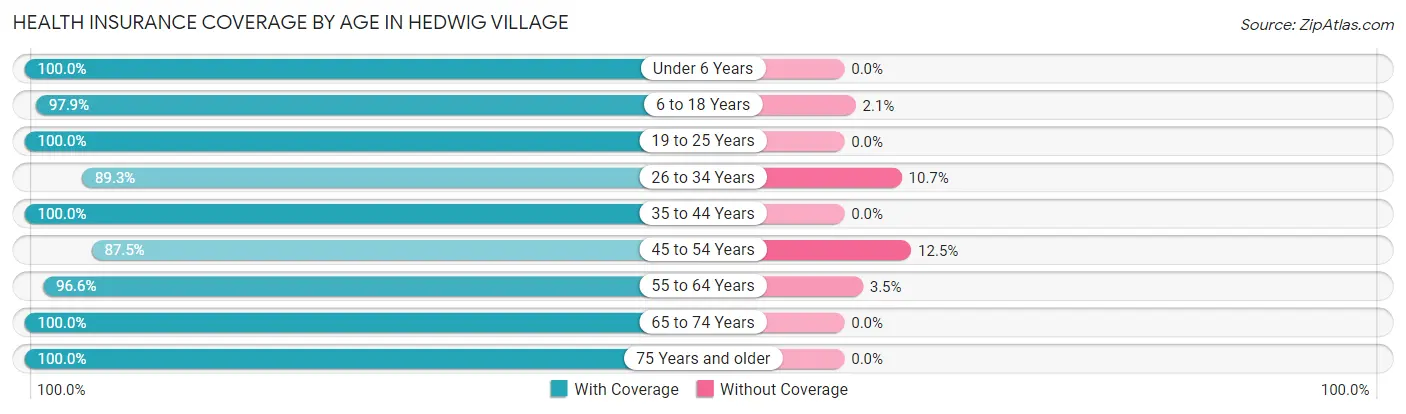 Health Insurance Coverage by Age in Hedwig Village
