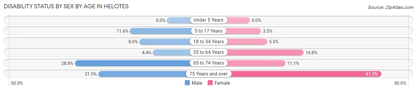 Disability Status by Sex by Age in Helotes