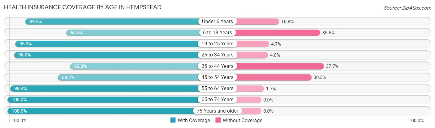Health Insurance Coverage by Age in Hempstead
