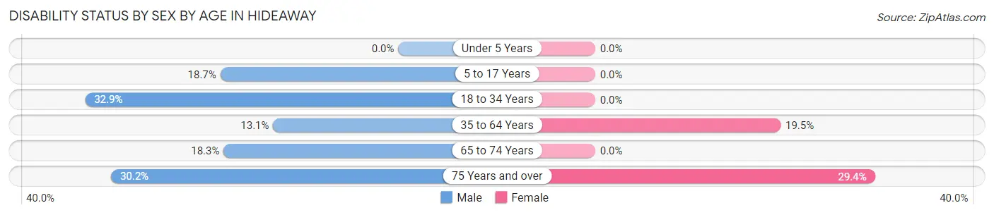 Disability Status by Sex by Age in Hideaway
