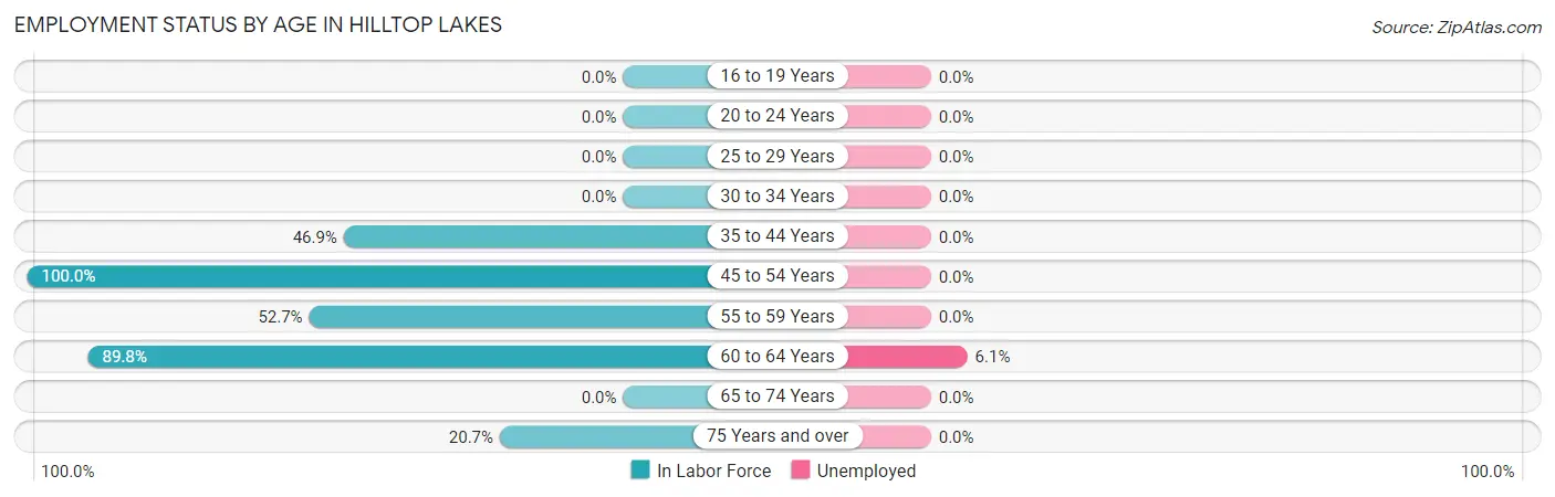 Employment Status by Age in Hilltop Lakes