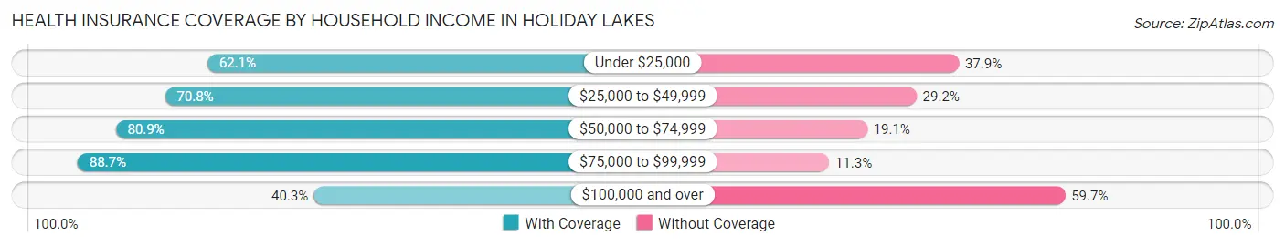 Health Insurance Coverage by Household Income in Holiday Lakes
