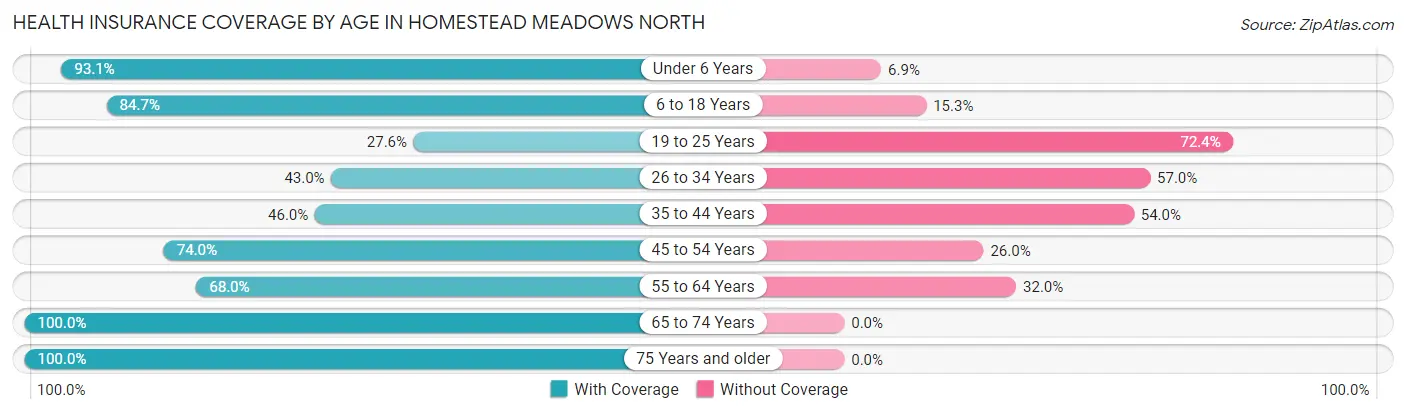 Health Insurance Coverage by Age in Homestead Meadows North