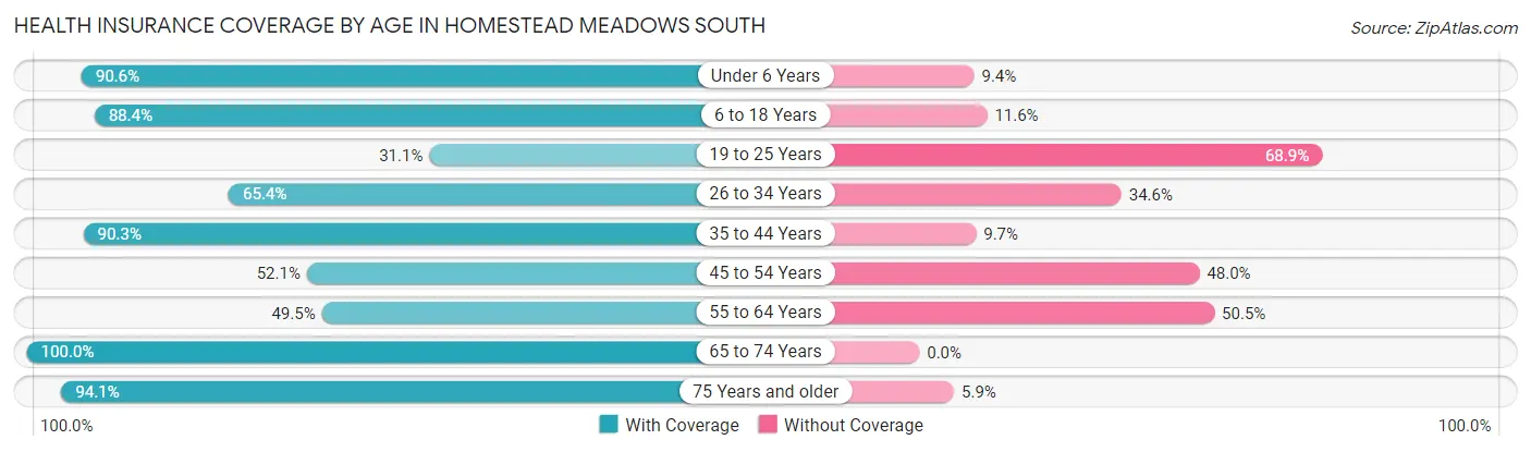 Health Insurance Coverage by Age in Homestead Meadows South