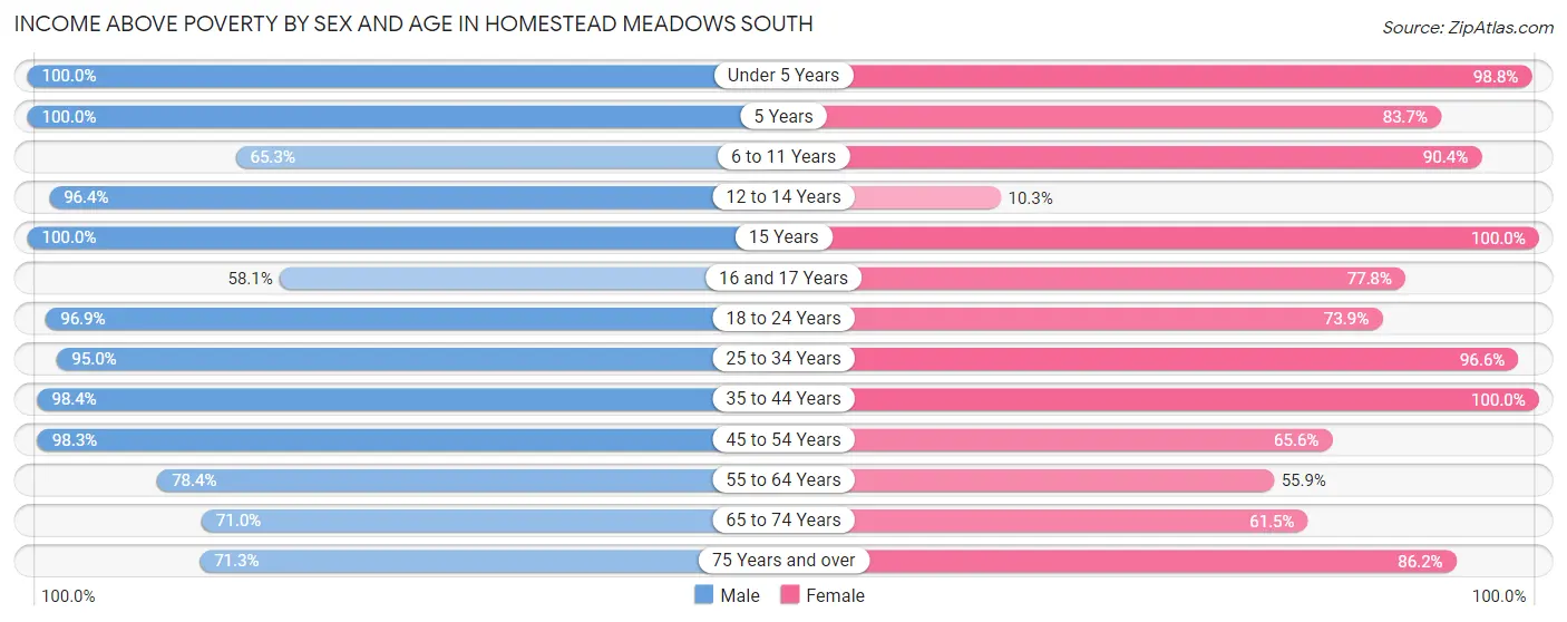 Income Above Poverty by Sex and Age in Homestead Meadows South