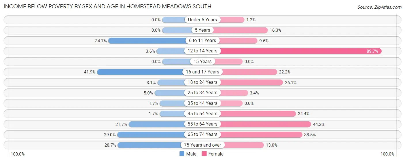 Income Below Poverty by Sex and Age in Homestead Meadows South