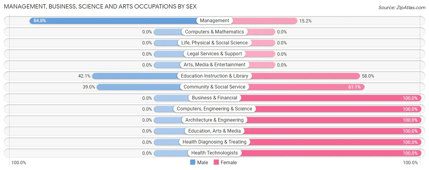 Management, Business, Science and Arts Occupations by Sex in Homestead Meadows South