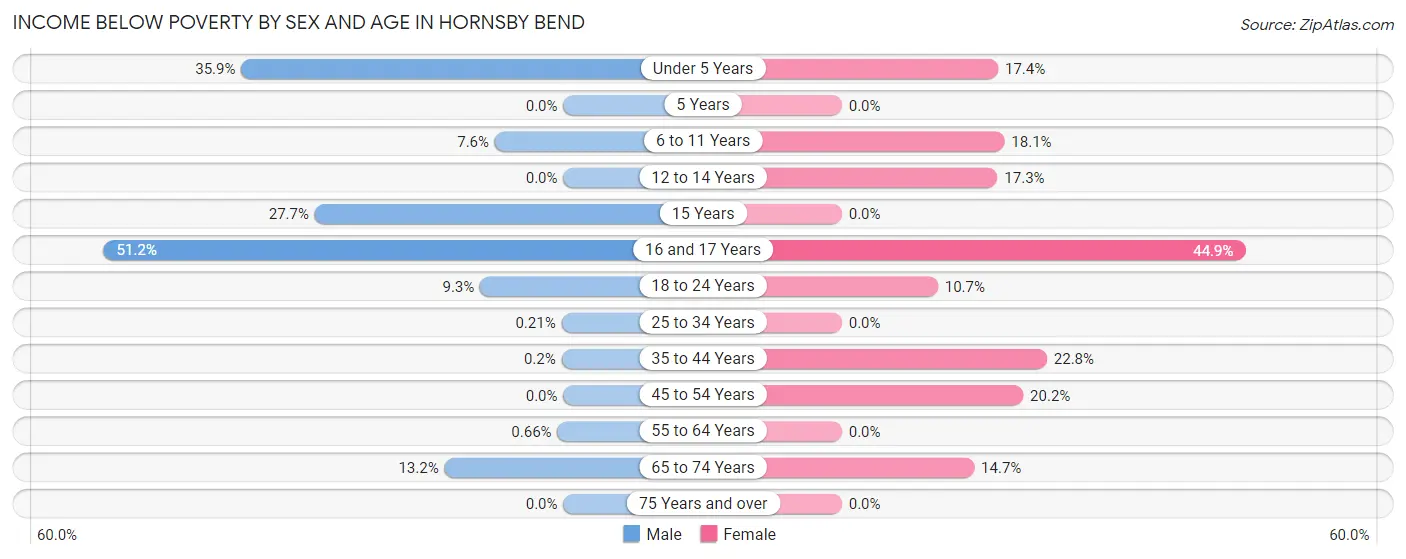 Income Below Poverty by Sex and Age in Hornsby Bend