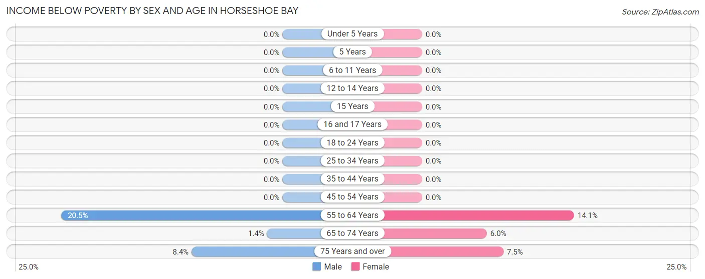 Income Below Poverty by Sex and Age in Horseshoe Bay