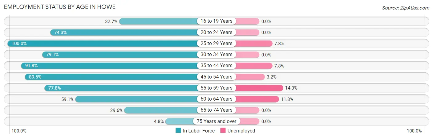 Employment Status by Age in Howe