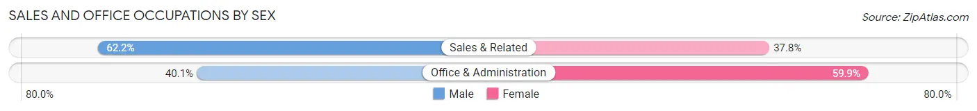 Sales and Office Occupations by Sex in Hudson Bend
