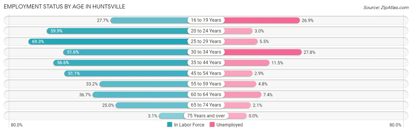 Employment Status by Age in Huntsville