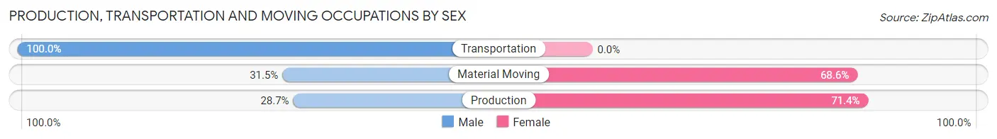 Production, Transportation and Moving Occupations by Sex in Hutchins