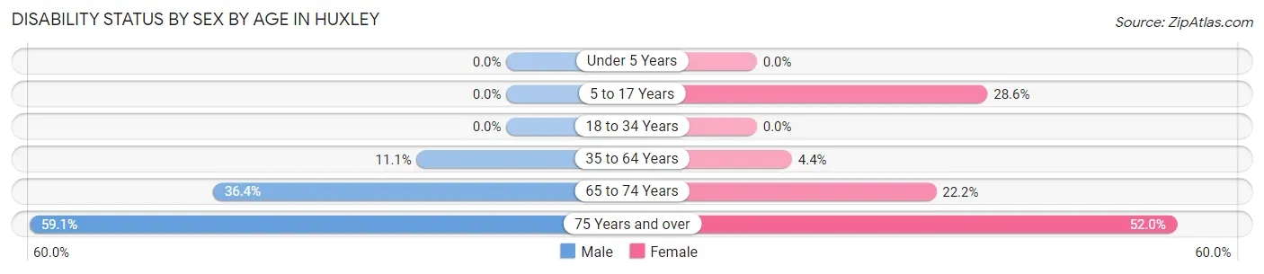 Disability Status by Sex by Age in Huxley