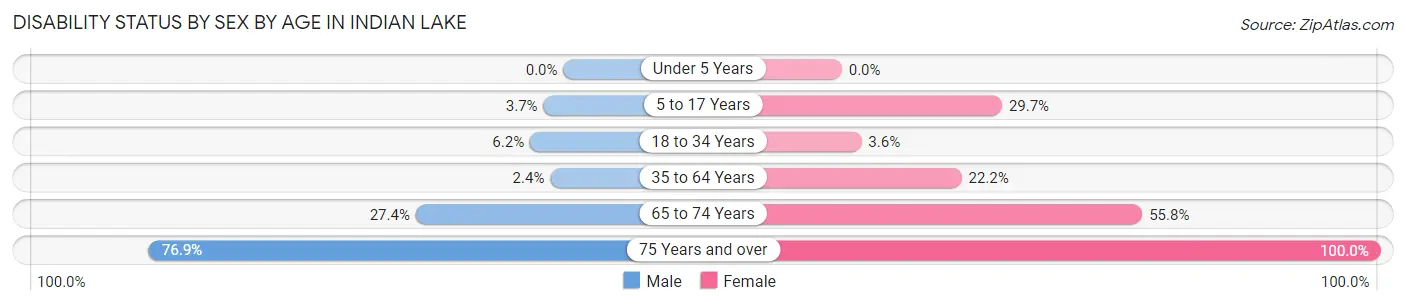 Disability Status by Sex by Age in Indian Lake