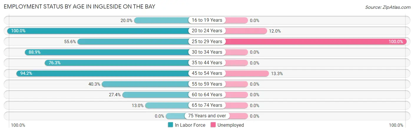 Employment Status by Age in Ingleside on the Bay