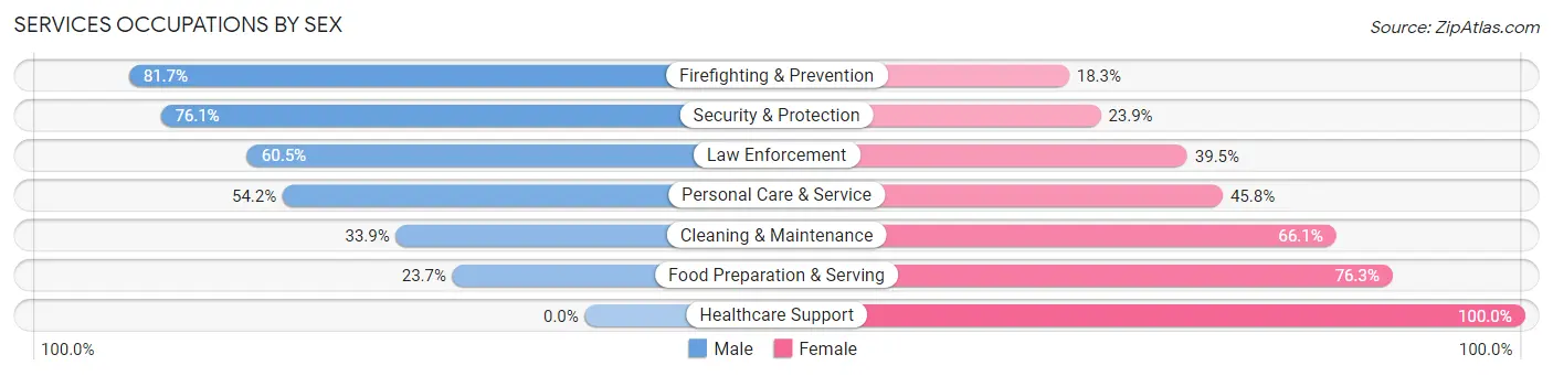 Services Occupations by Sex in Jacinto City