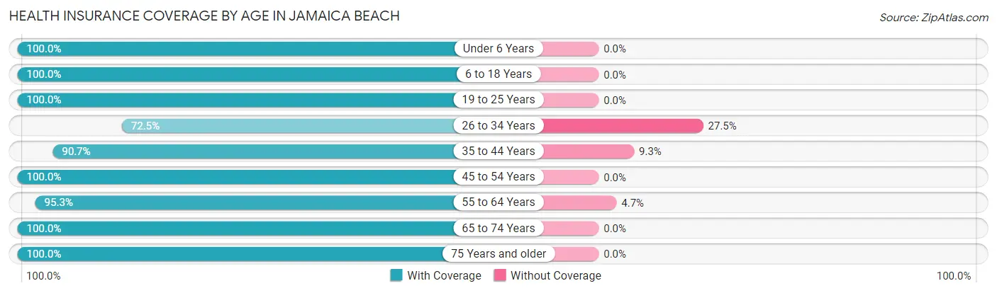 Health Insurance Coverage by Age in Jamaica Beach