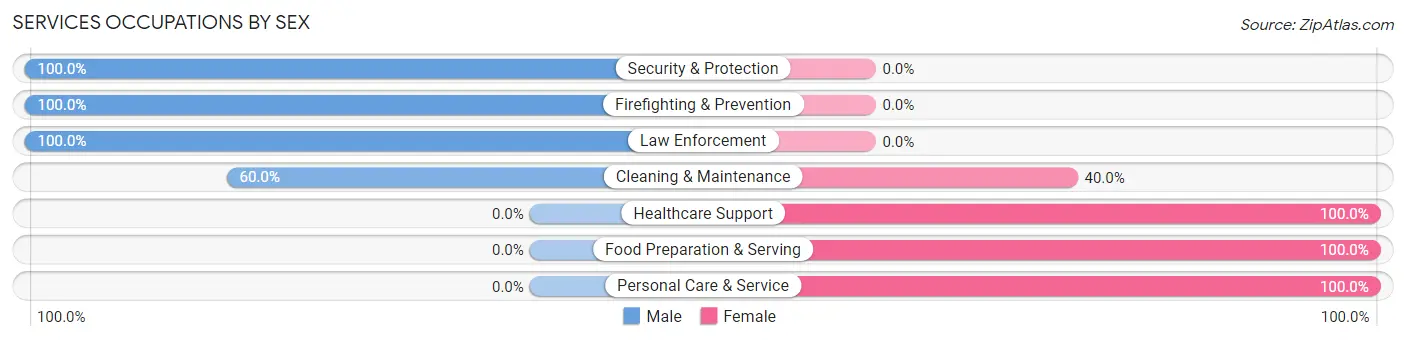 Services Occupations by Sex in Jonestown