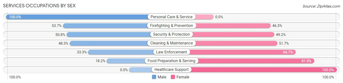 Services Occupations by Sex in Kingsland