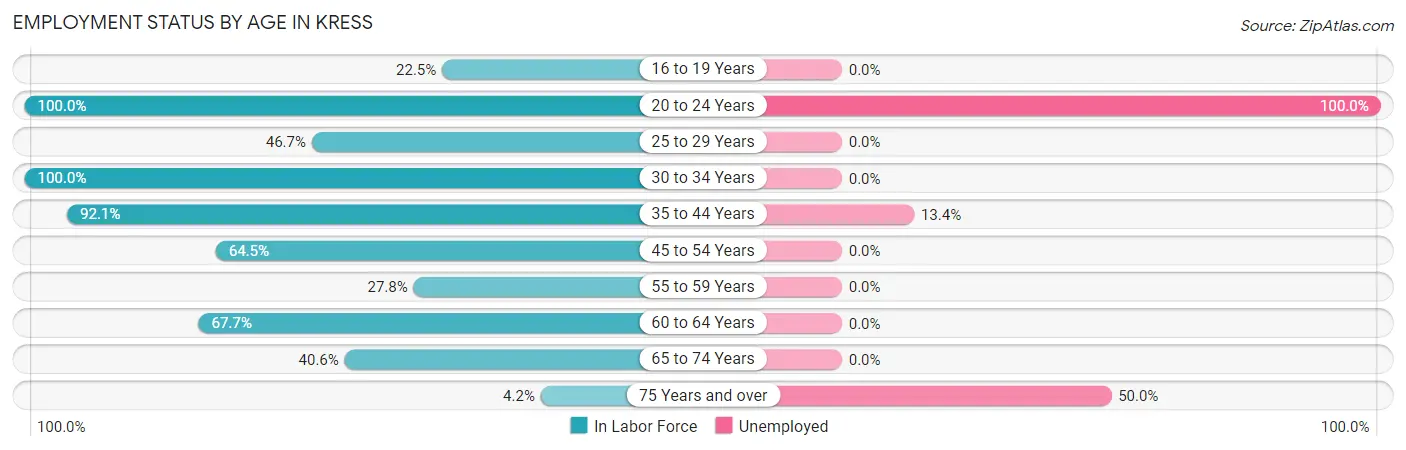 Employment Status by Age in Kress