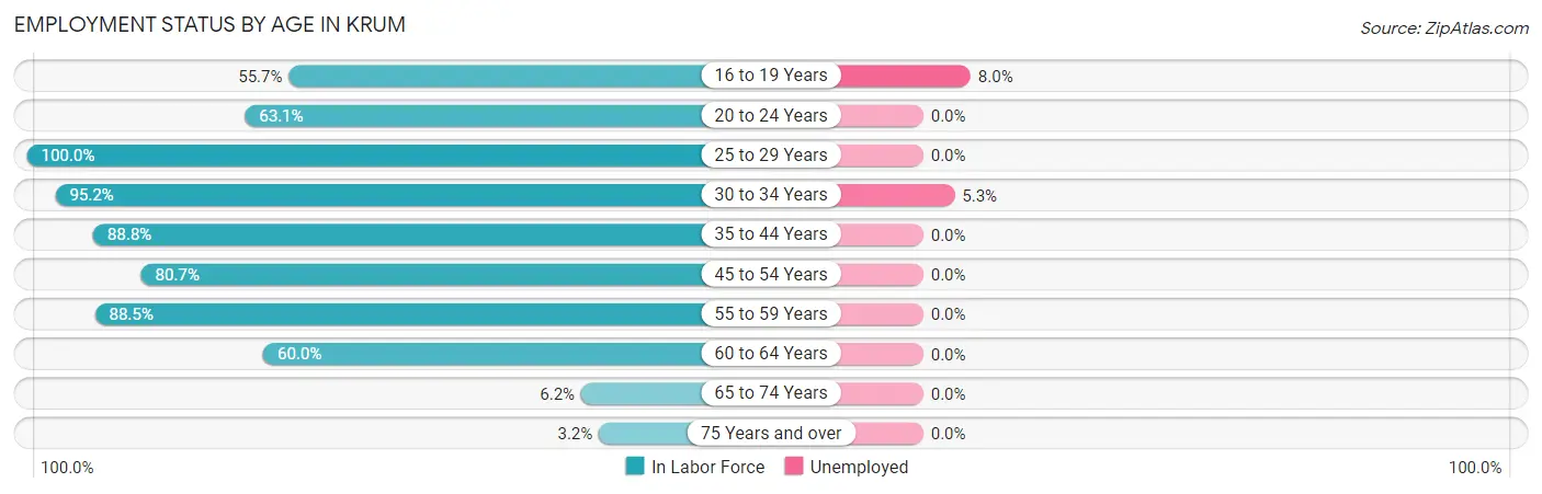 Employment Status by Age in Krum