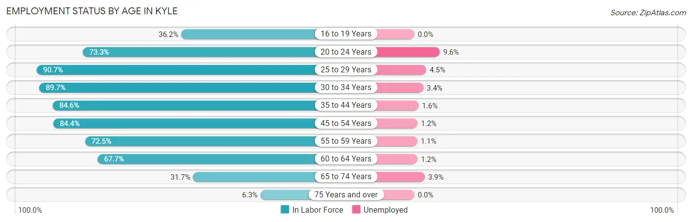 Employment Status by Age in Kyle