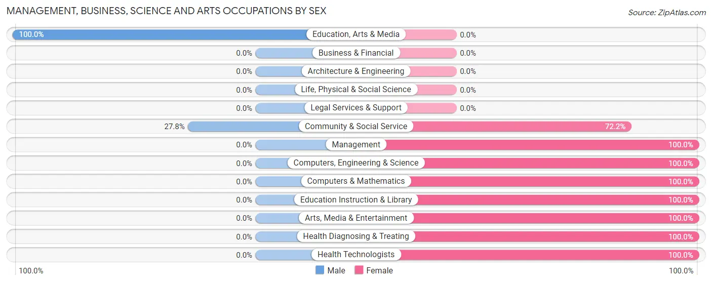 Management, Business, Science and Arts Occupations by Sex in La Blanca