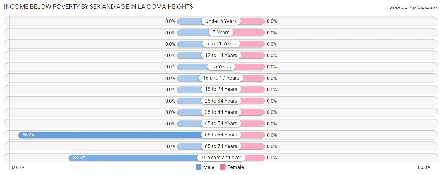 Income Below Poverty by Sex and Age in La Coma Heights
