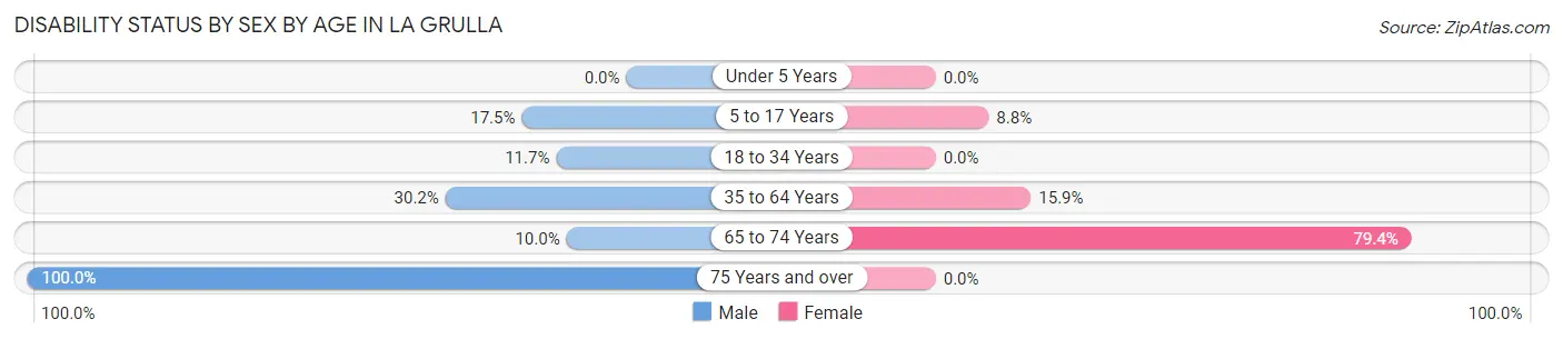 Disability Status by Sex by Age in La Grulla
