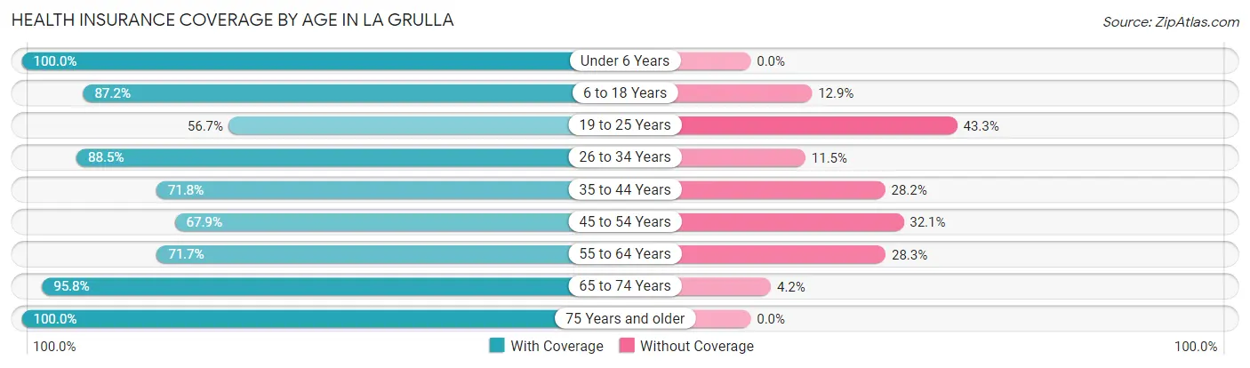 Health Insurance Coverage by Age in La Grulla