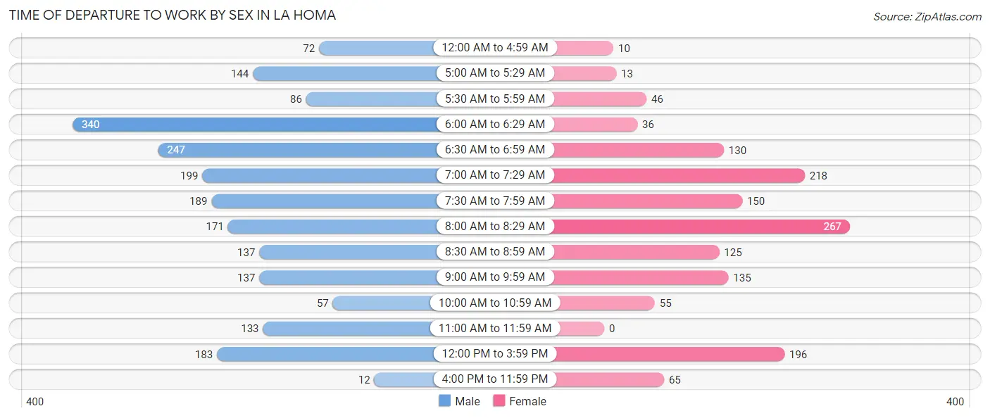 Time of Departure to Work by Sex in La Homa