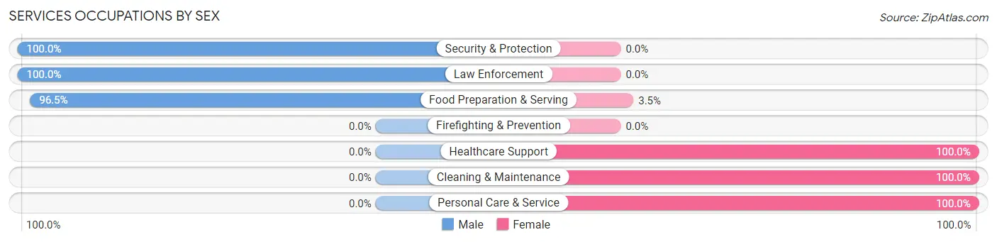 Services Occupations by Sex in La Paloma